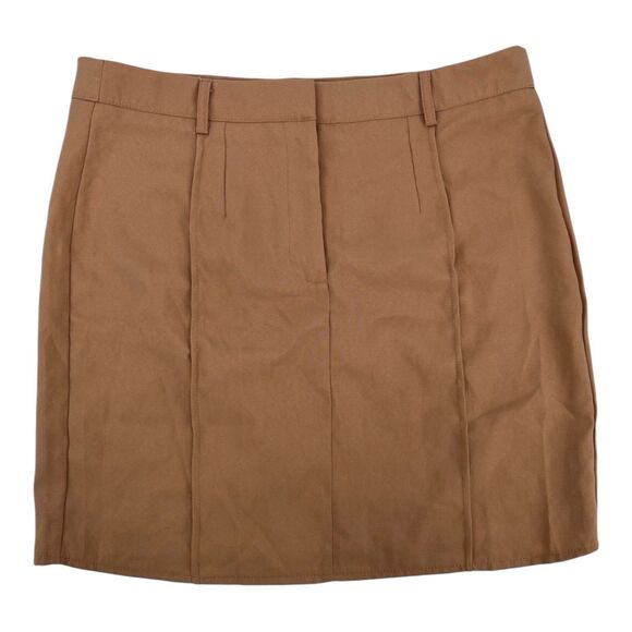 PrettyLittleThing Mini Skirt 12 Pencil Camel Brown Fall Preppy Dark Academia NEW - Picture 1 of 7